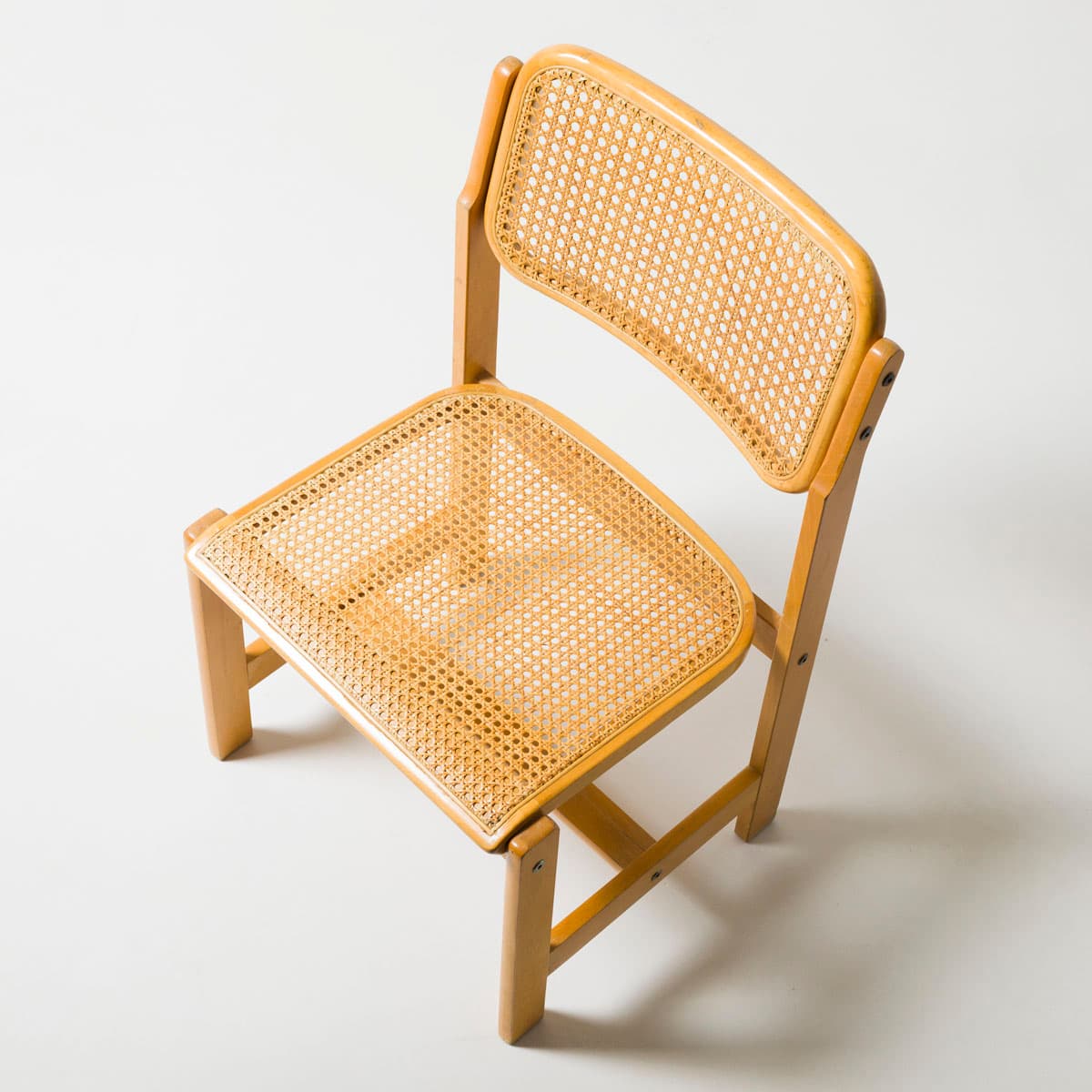 Dining Chair, natural rattan, light brown beech, by Z. Bączyk, Poland, 1970s. - 190718