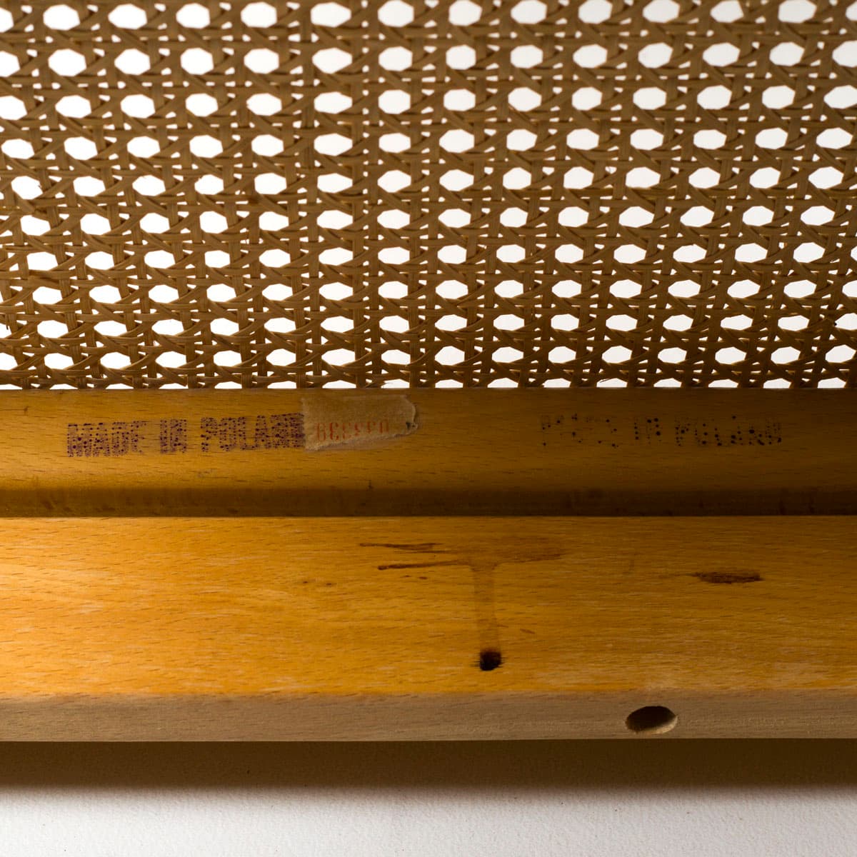 Dining Chair, natural rattan, light brown beech, by Z. Bączyk, Poland, 1970s. - 190725