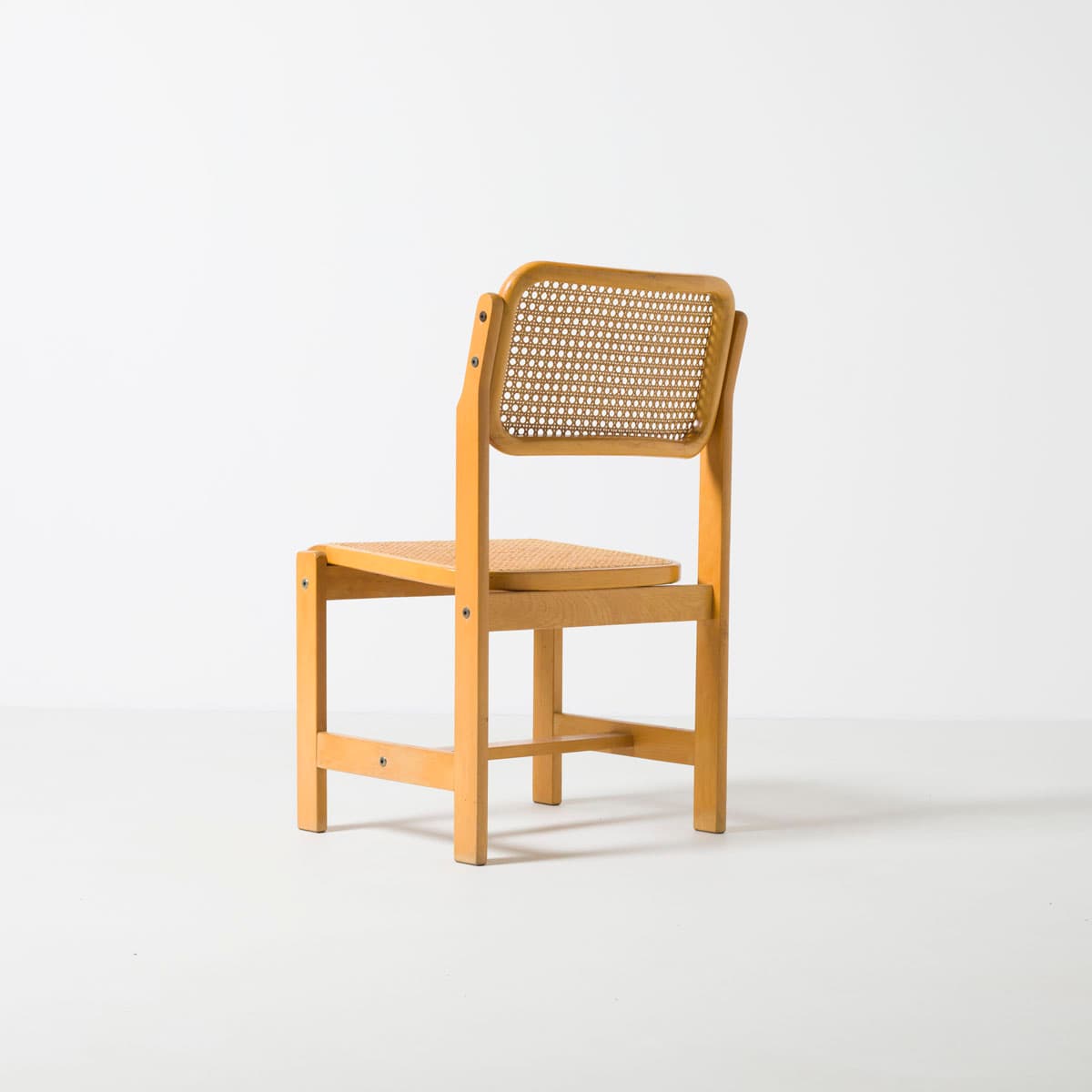 Dining Chair, natural rattan, light brown beech, by Z. Bączyk, Poland, 1970s. - 190721
