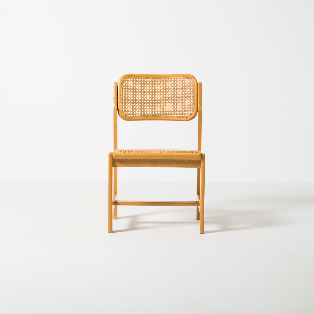 Dining Chair, natural rattan, light brown beech, by Z. Bączyk, Poland, 1970s. - 190724