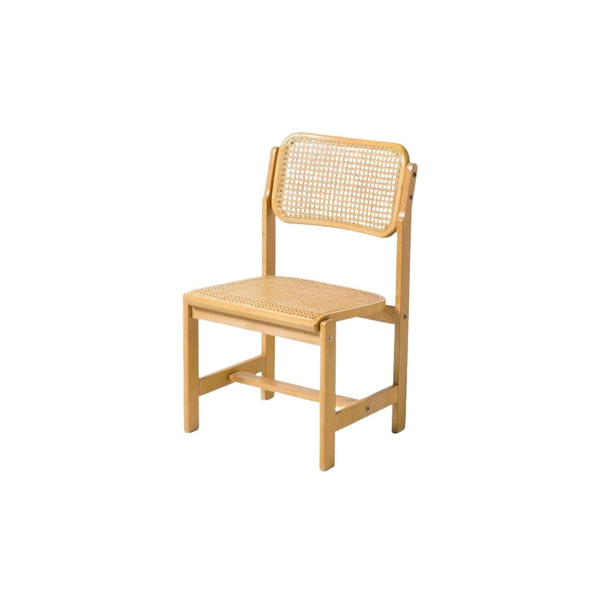 Dining Chair, natural rattan, light brown beech, by Z. Bączyk, Poland, 1970s.
