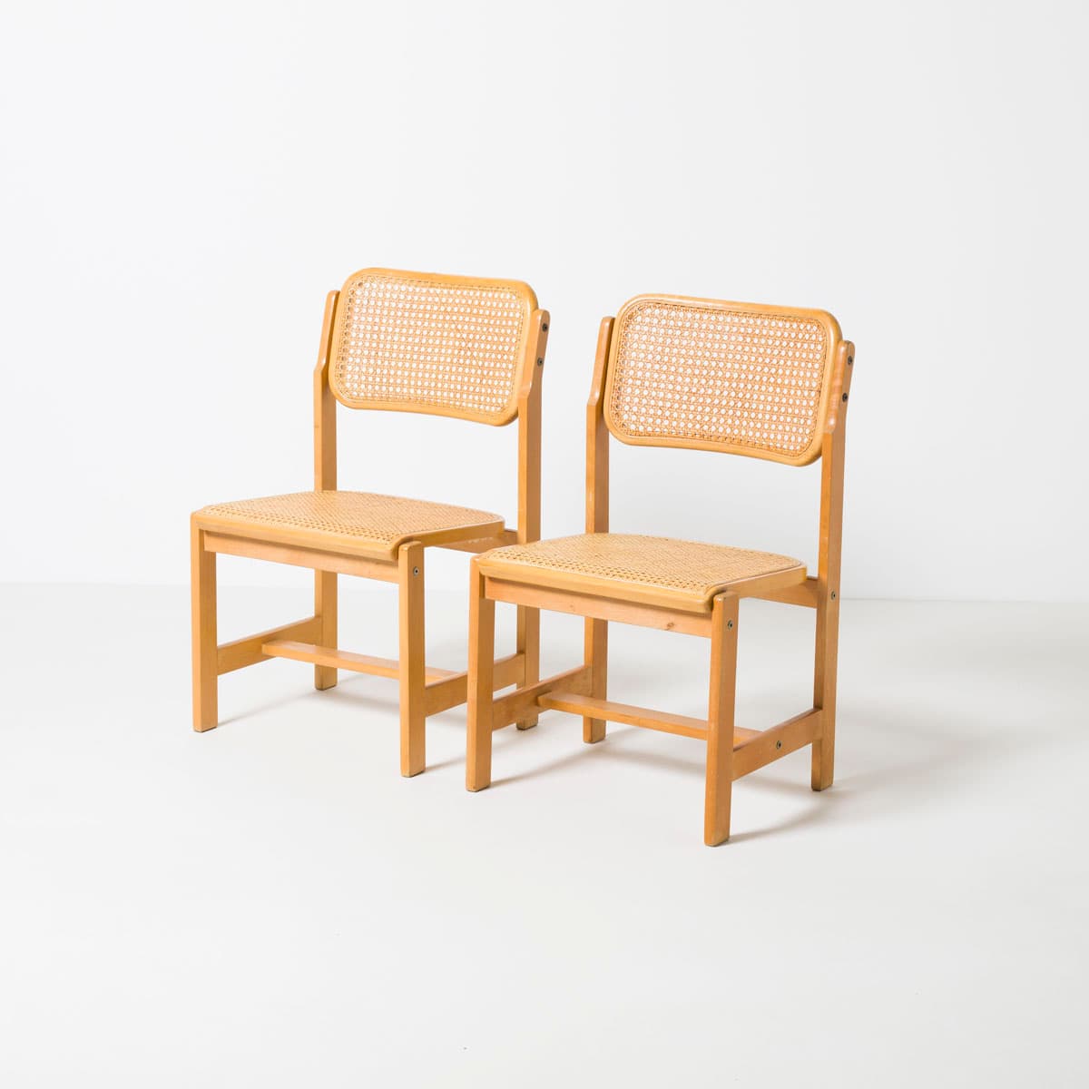 Dining Chair, natural rattan, light brown beech, by Z. Bączyk, Poland, 1970s. - 190726