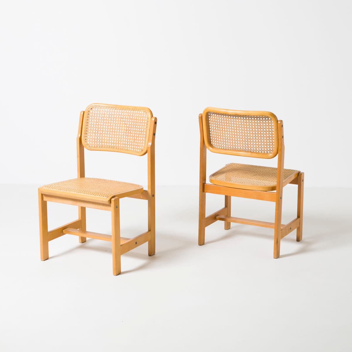Dining Chair, natural rattan, light brown beech, by Z. Bączyk, Poland, 1970s. - 190728