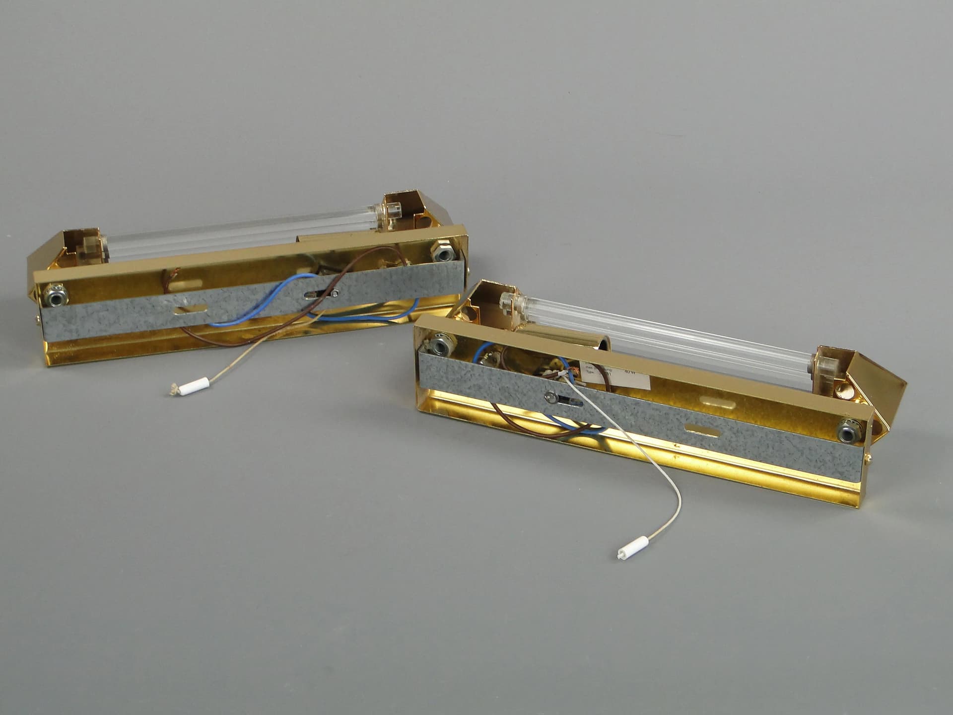 Para kinkietów Art déco, mosiądz złoty, kryształ, Honsel Leuchten, Niemcy, lata 80. - 13261