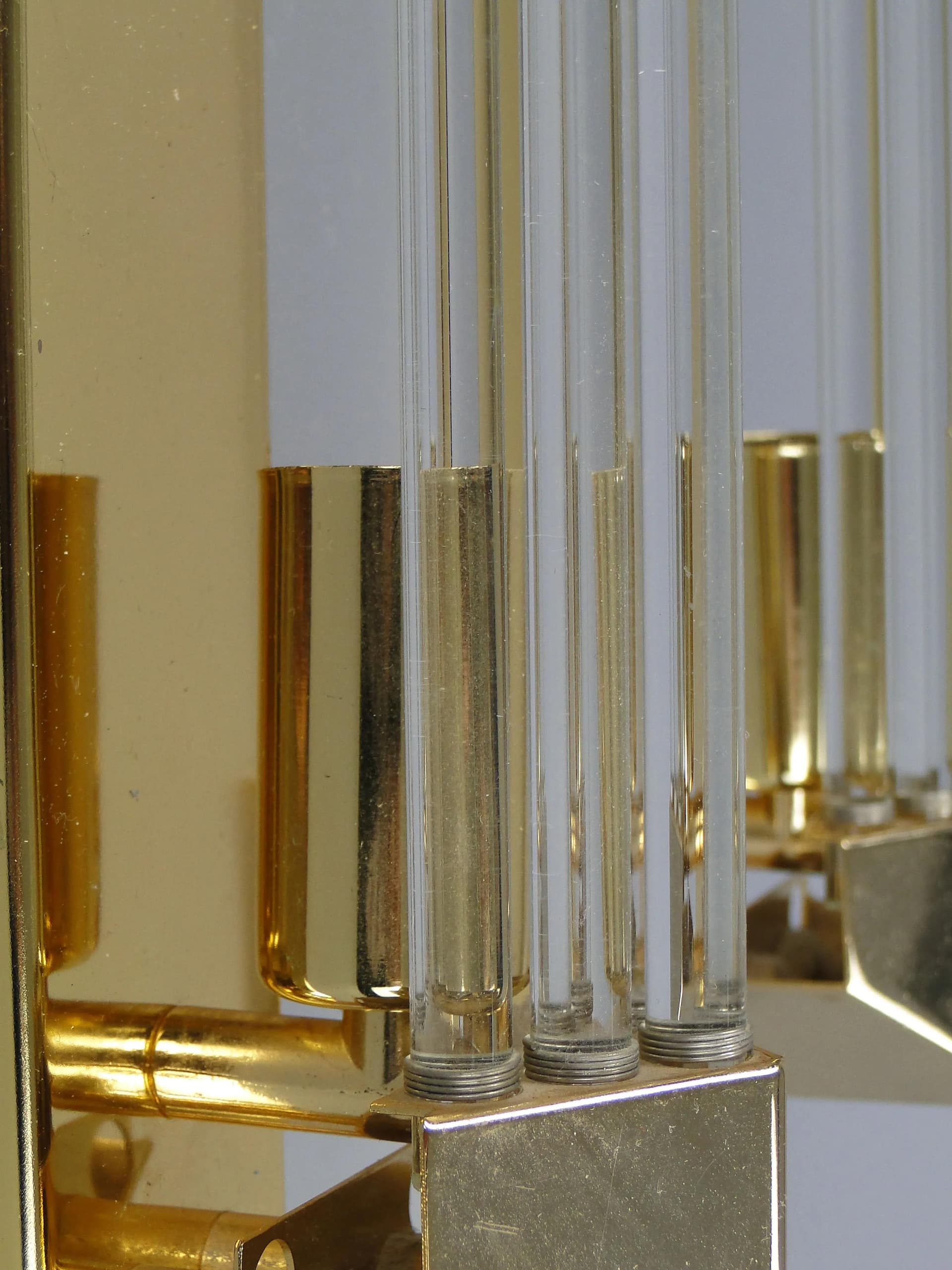 Para kinkietów Art déco, mosiądz złoty, kryształ, Honsel Leuchten, Niemcy, lata 80. - 13260