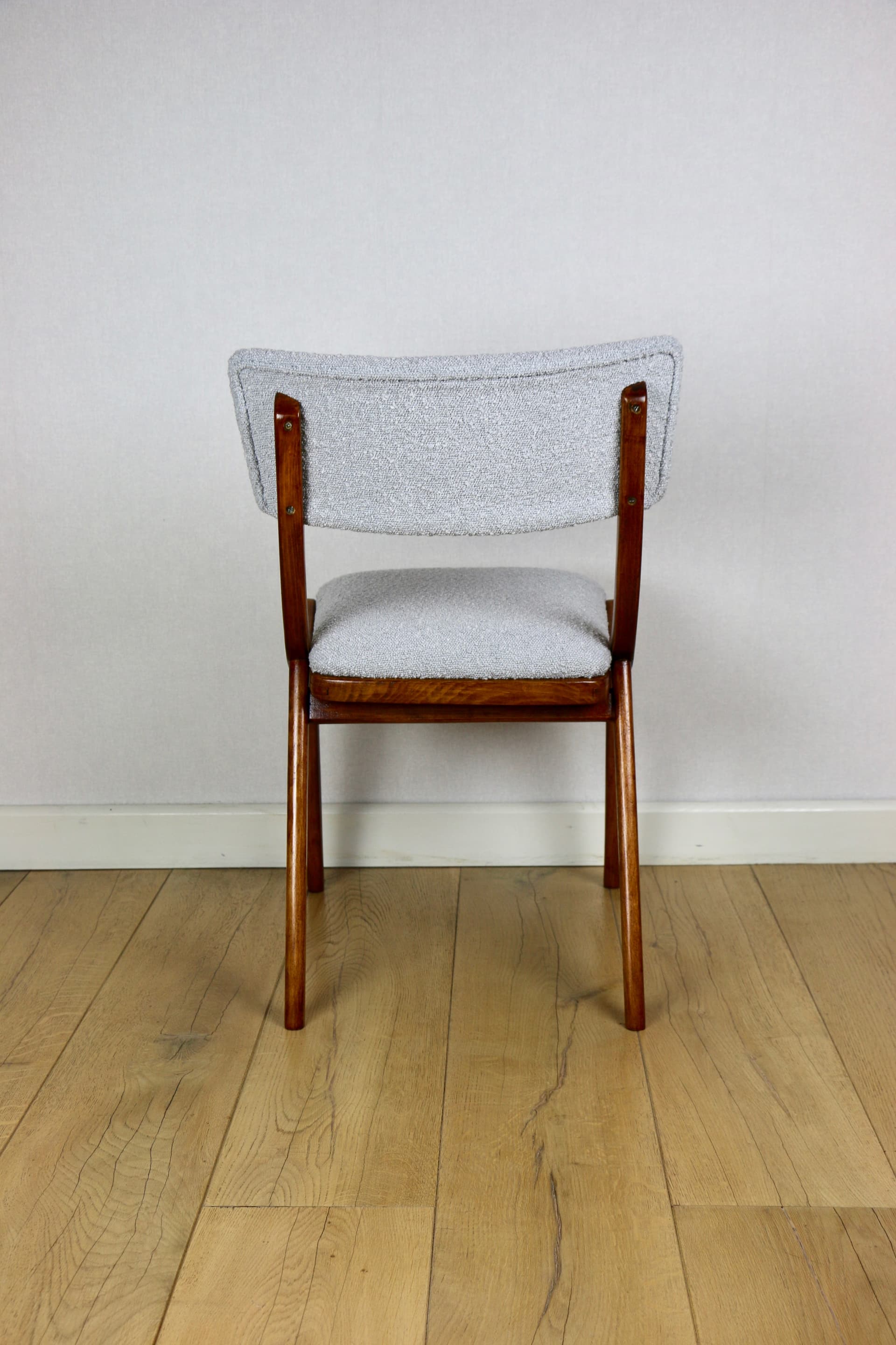 Krzesło Skoczek, błękitny, szary, boucle, lata 70. - 190840