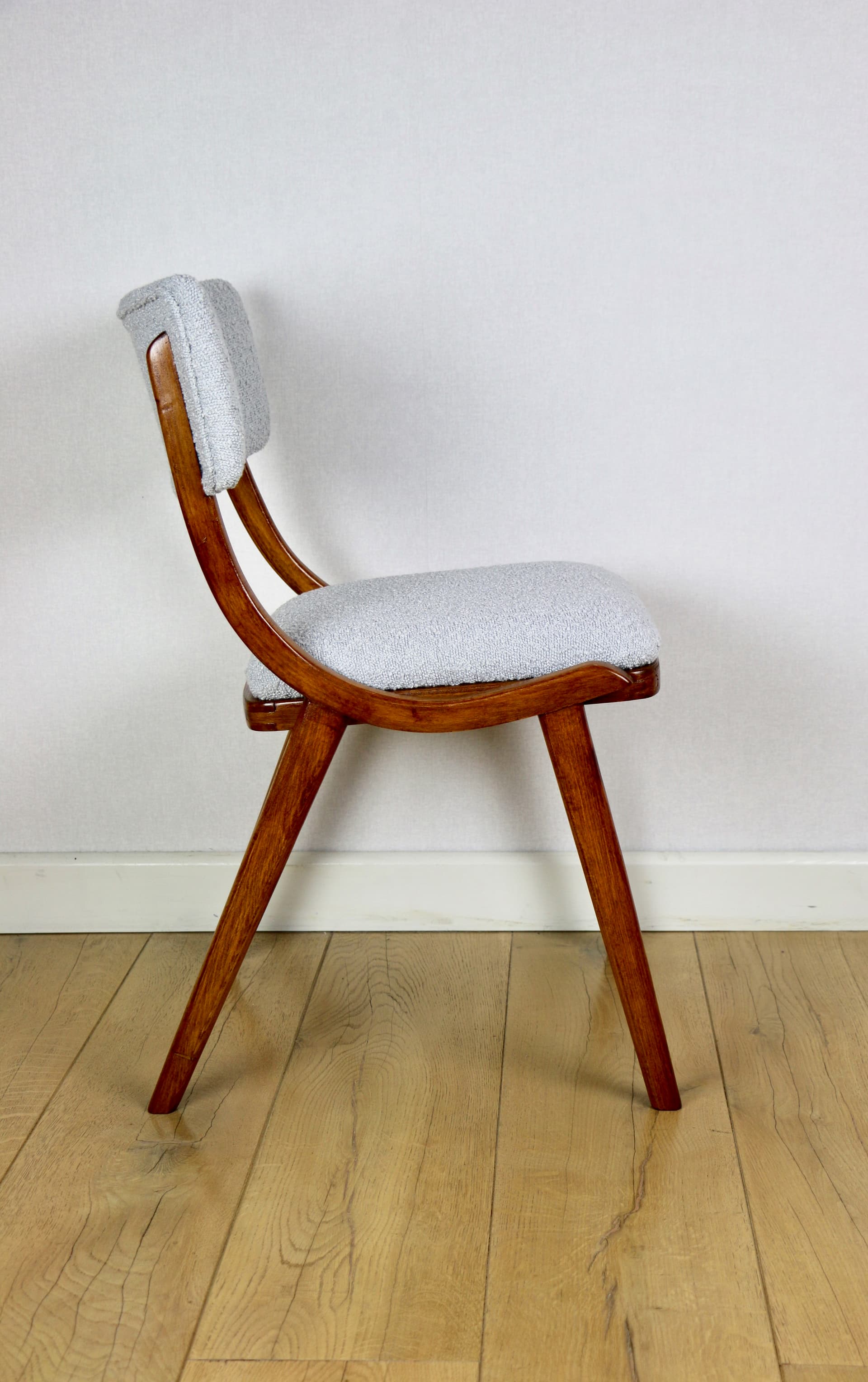 Krzesło Skoczek, błękitny, szary, boucle, lata 70. - 190842