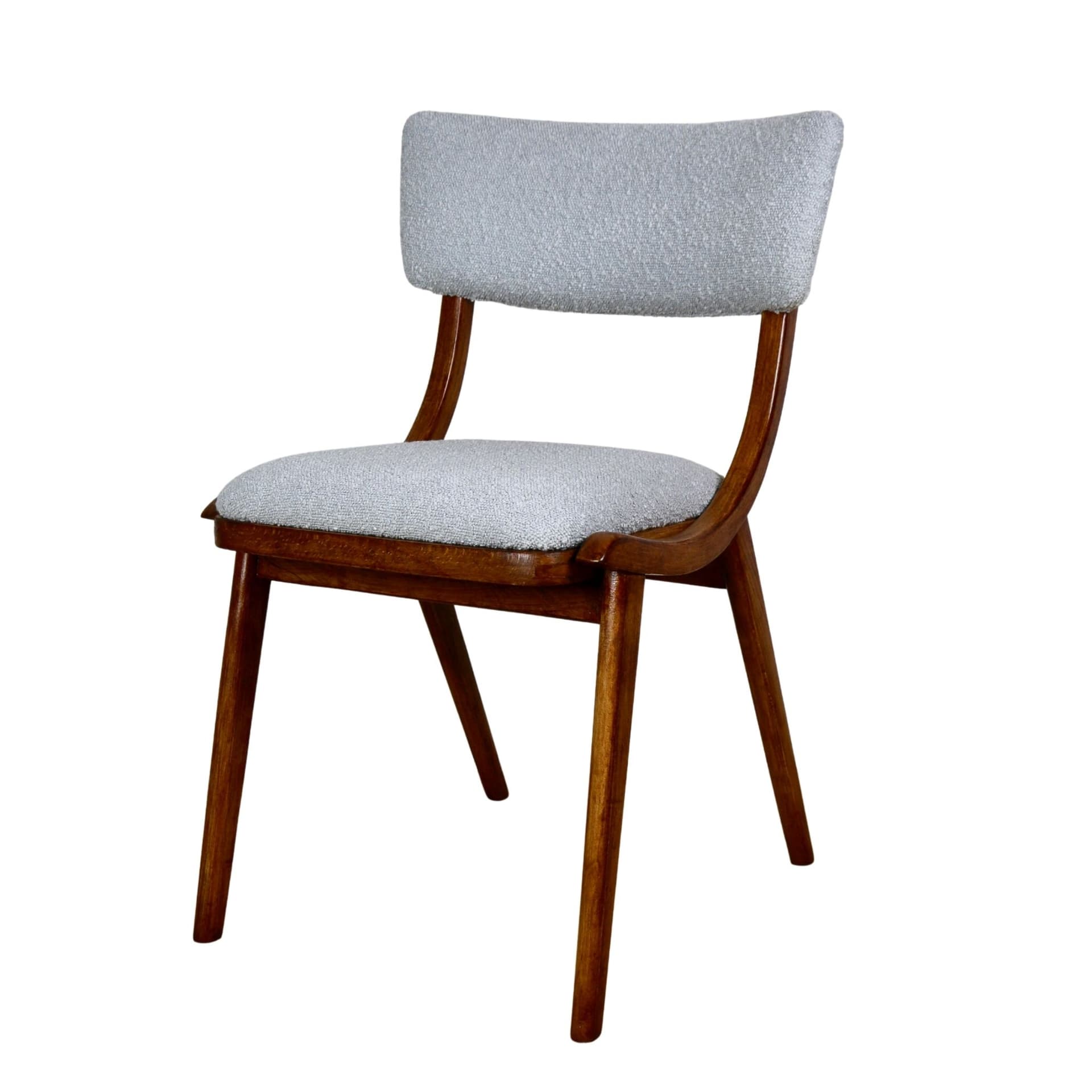 Krzesło Skoczek, błękitny, szary, boucle, lata 70.