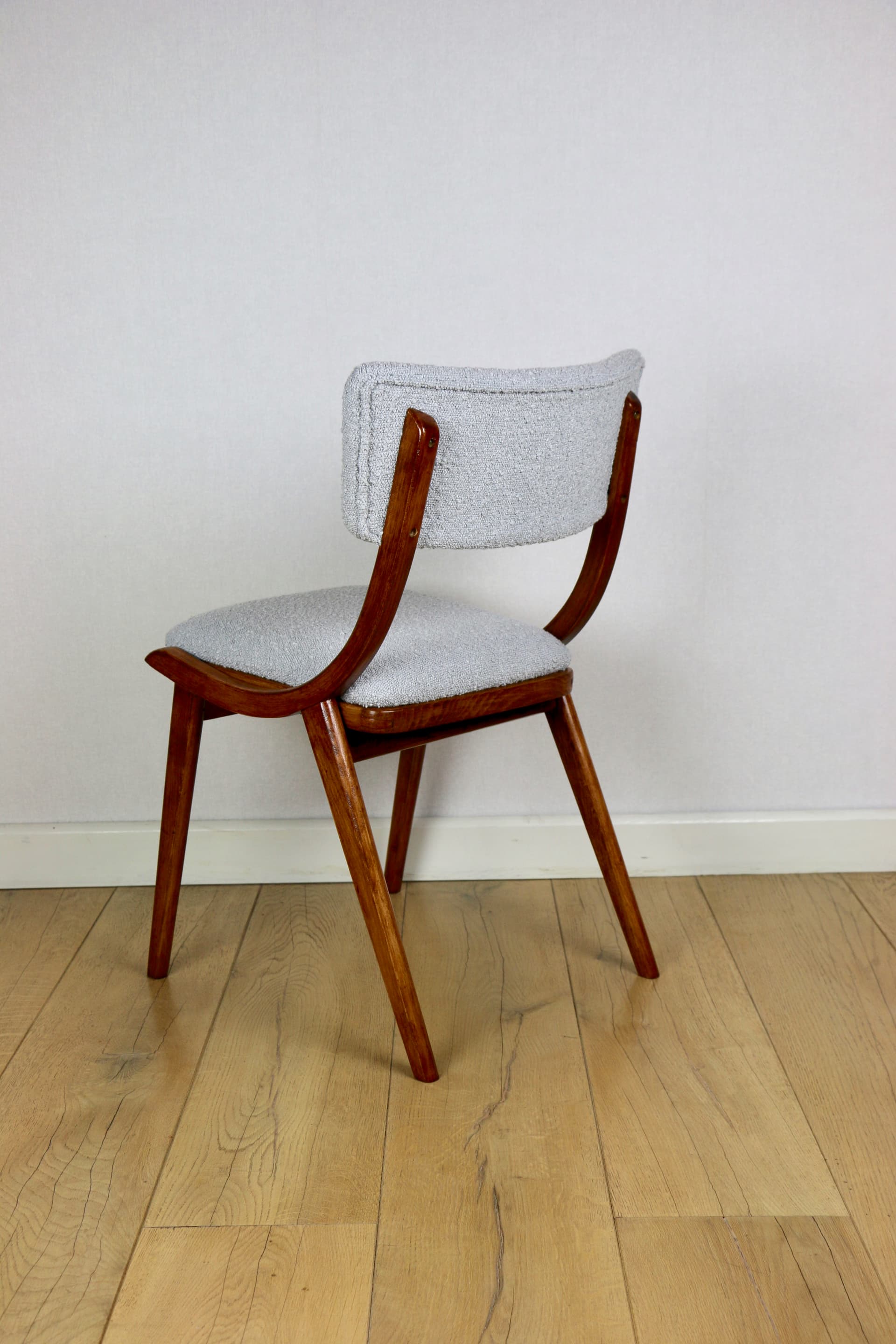 Krzesło Skoczek, błękitny, szary, boucle, lata 70. - 190839