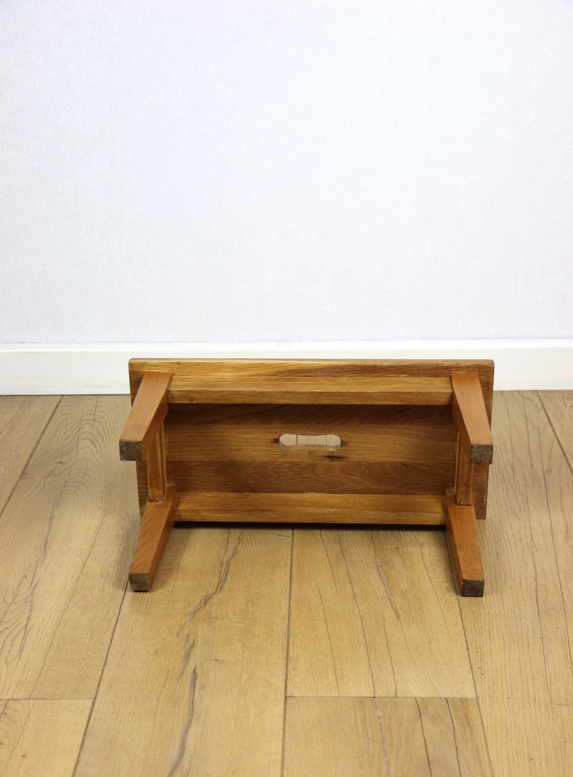 Low stool, light brown ash, Poland, 1960s - 190891