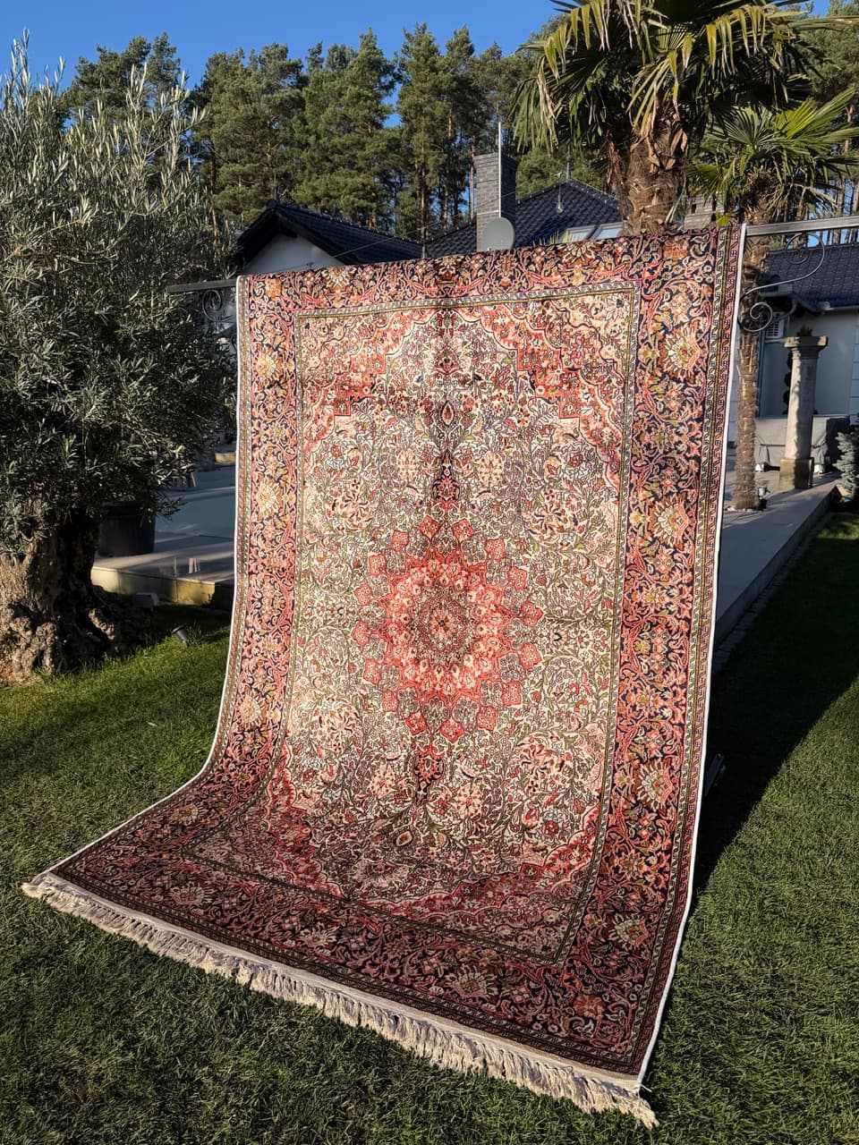 Dywan Ghoum/Qom 300x185 cm, czerwony, jedwab, Indie, lata 90. - 191004