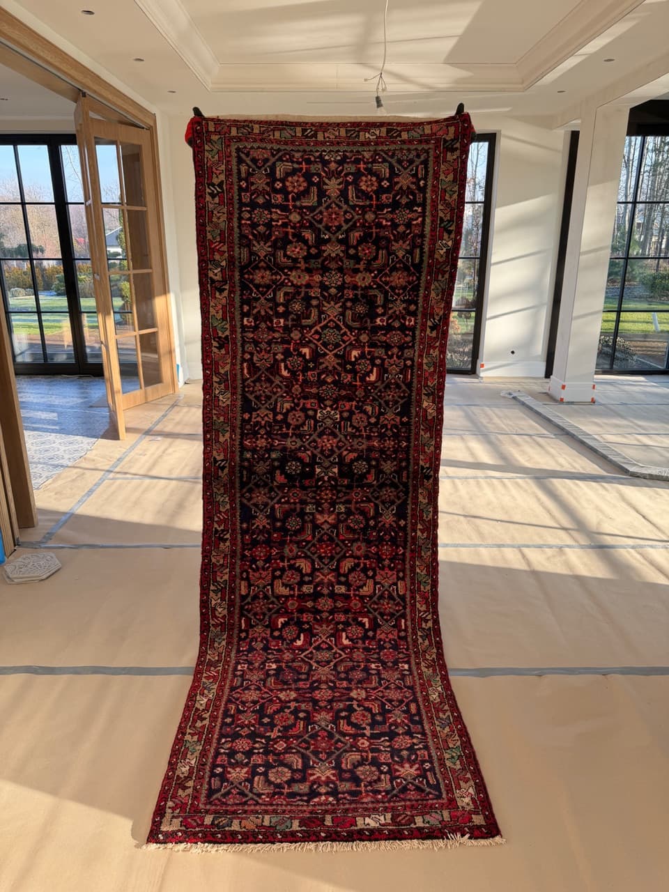 Chodnik Hamadan 290x100 cm, granatowy, wełna, Iran - 191099