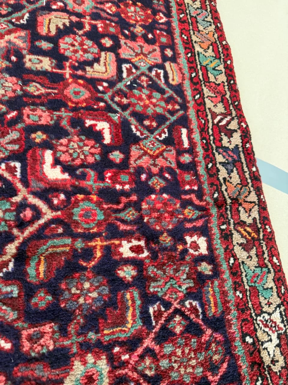 Chodnik Hamadan 290x100 cm, granatowy, wełna, Iran - 191094