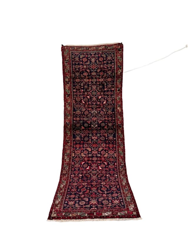 Chodnik Hamadan 290x100 cm, granatowy, wełna, Iran - WYMIARY