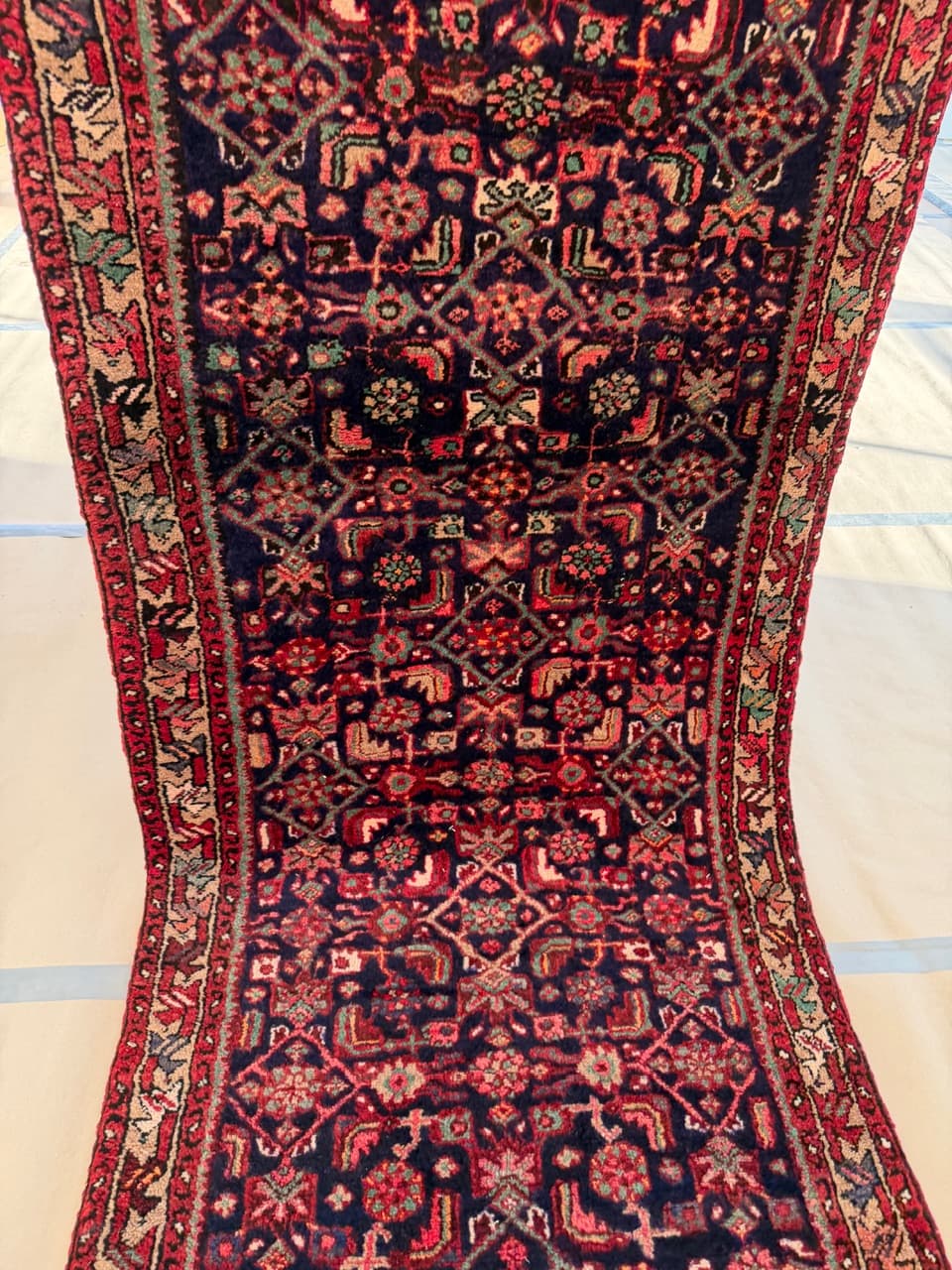 Chodnik Hamadan 290x100 cm, granatowy, wełna, Iran - 191101