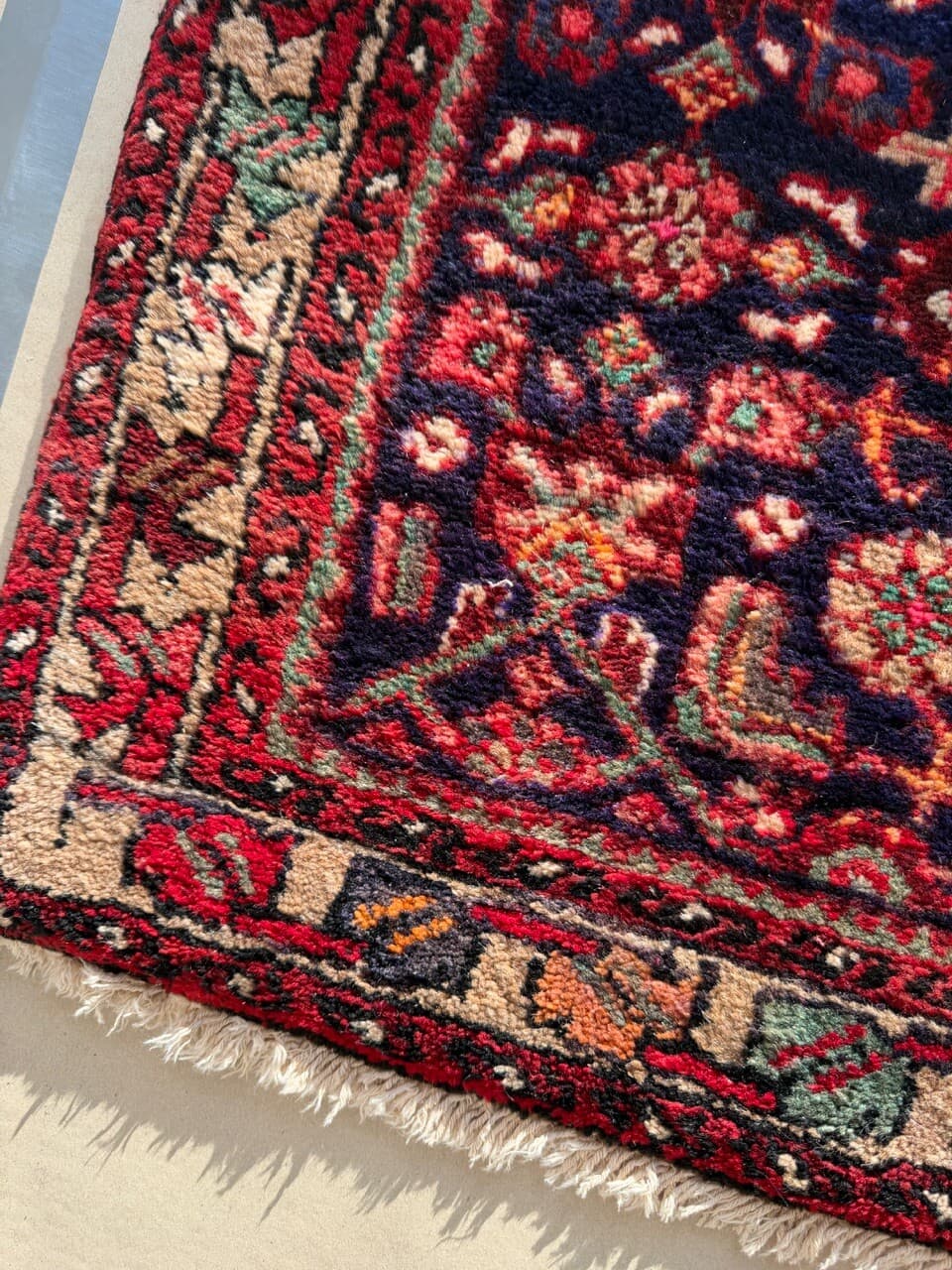 Chodnik Hamadan 290x100 cm, granatowy, wełna, Iran - 191095