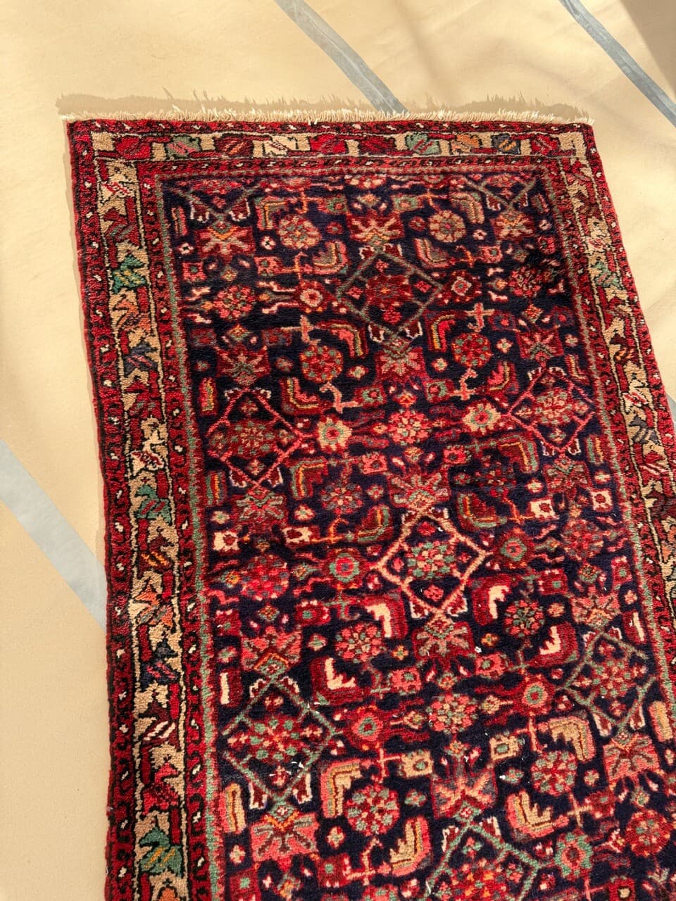 Chodnik Hamadan 290x100 cm, granatowy, wełna, Iran - 191097