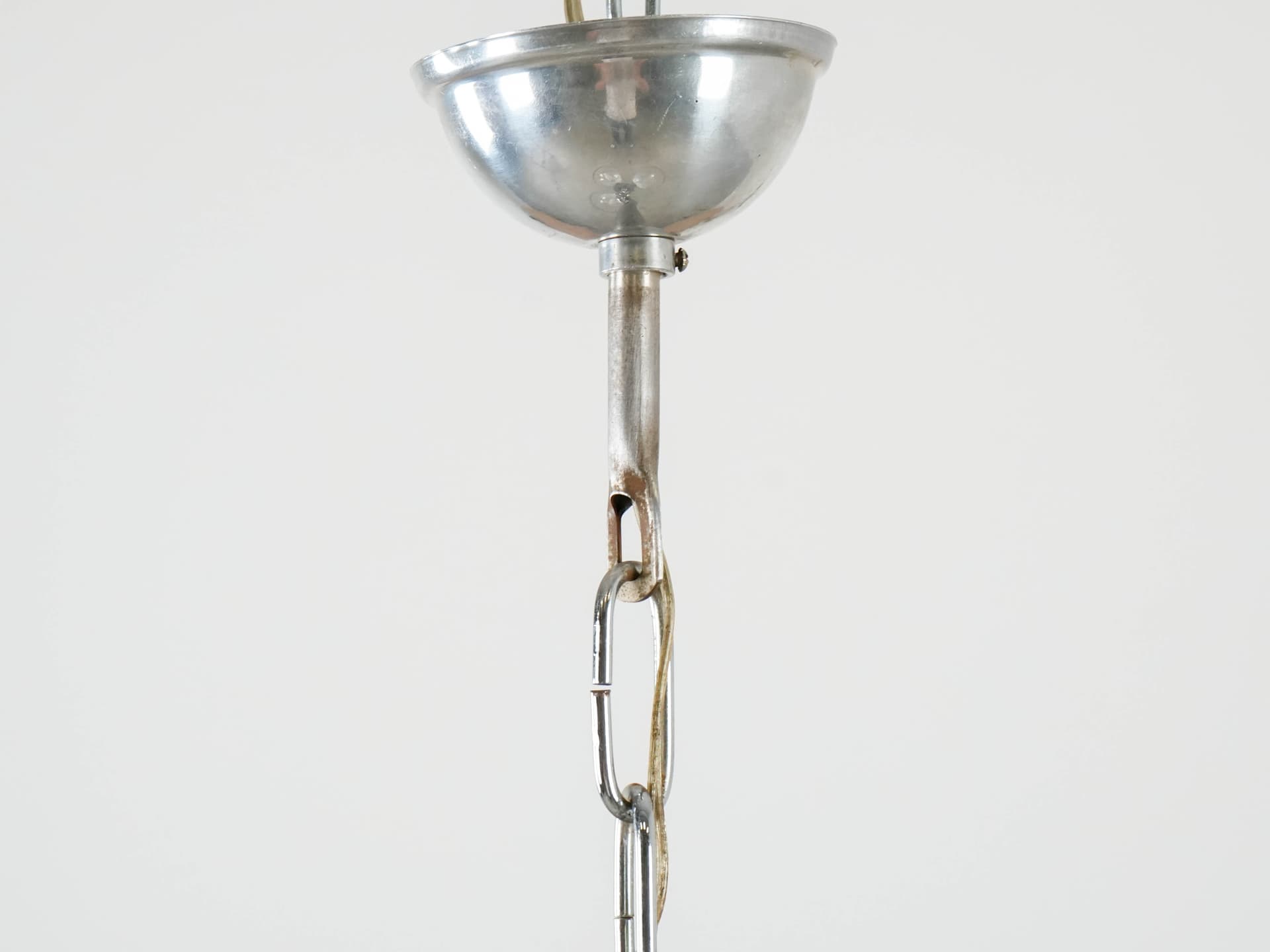 Pendant Lamp Space Age, clear glass, silver chrome steel, Italy, 1970s. - 191212