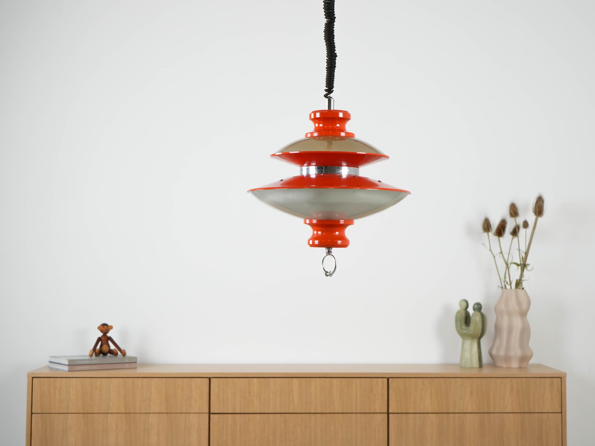 Pendant Lamp Space Age, orange, metal, Italy, 1970s - 191224