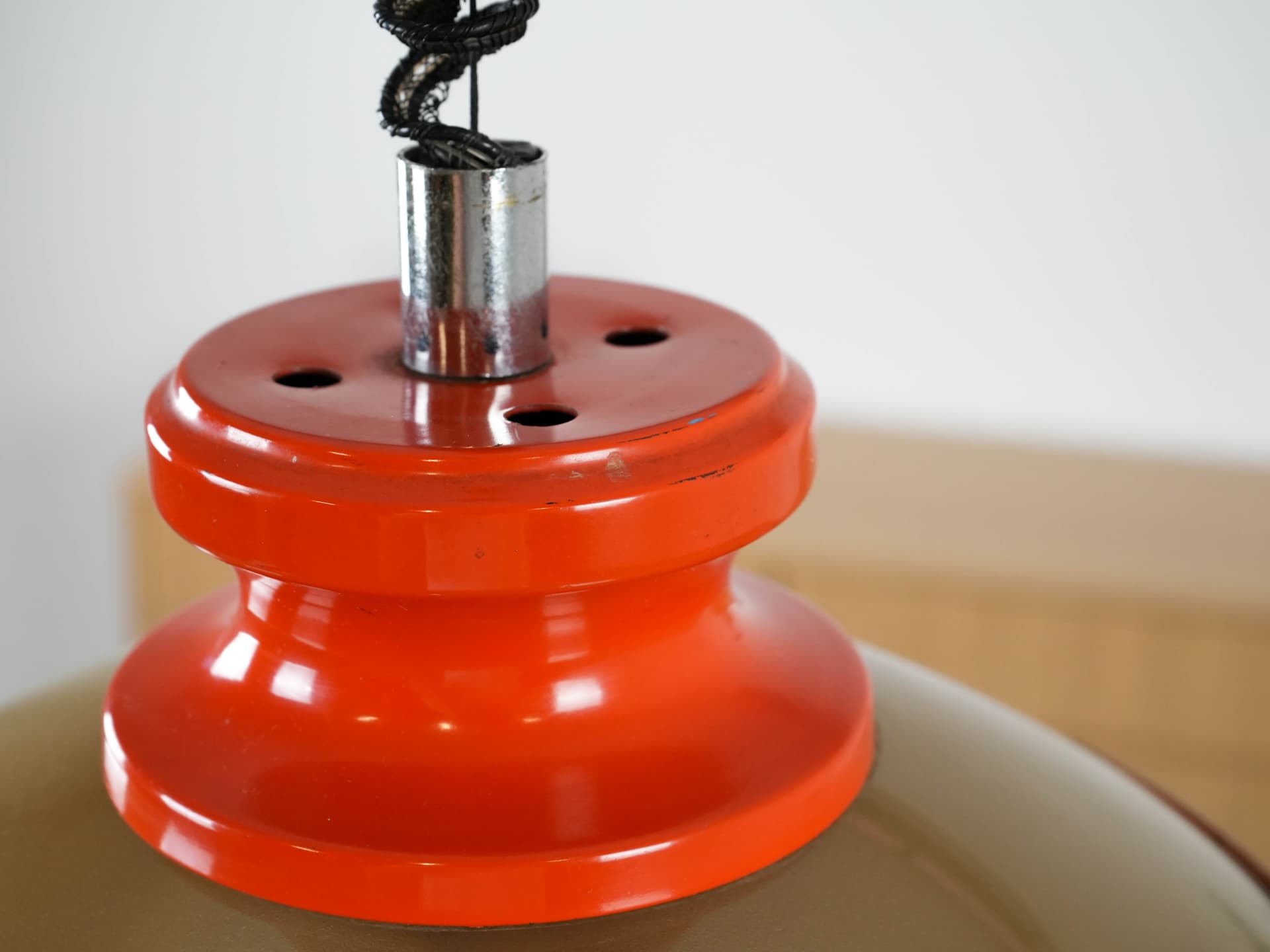 Pendant Lamp Space Age, orange, metal, Italy, 1970s - 191229