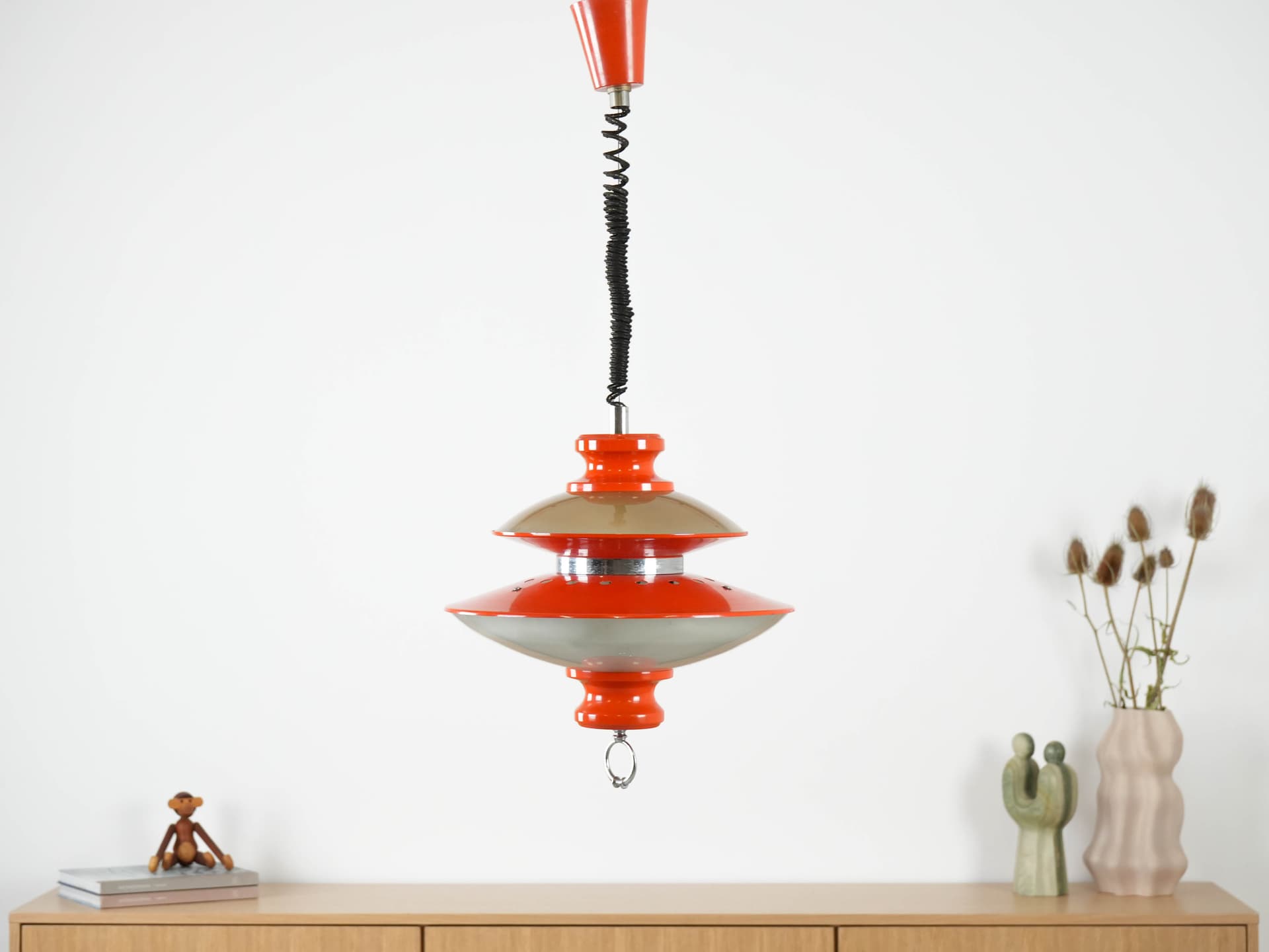 Pendant Lamp Space Age, orange, metal, Italy, 1970s - 191233