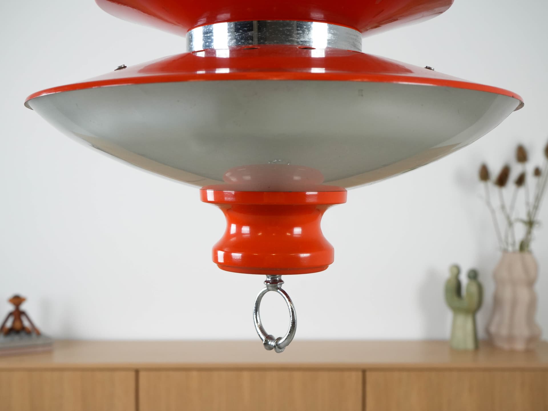 Pendant Lamp Space Age, orange, metal, Italy, 1970s - 191226