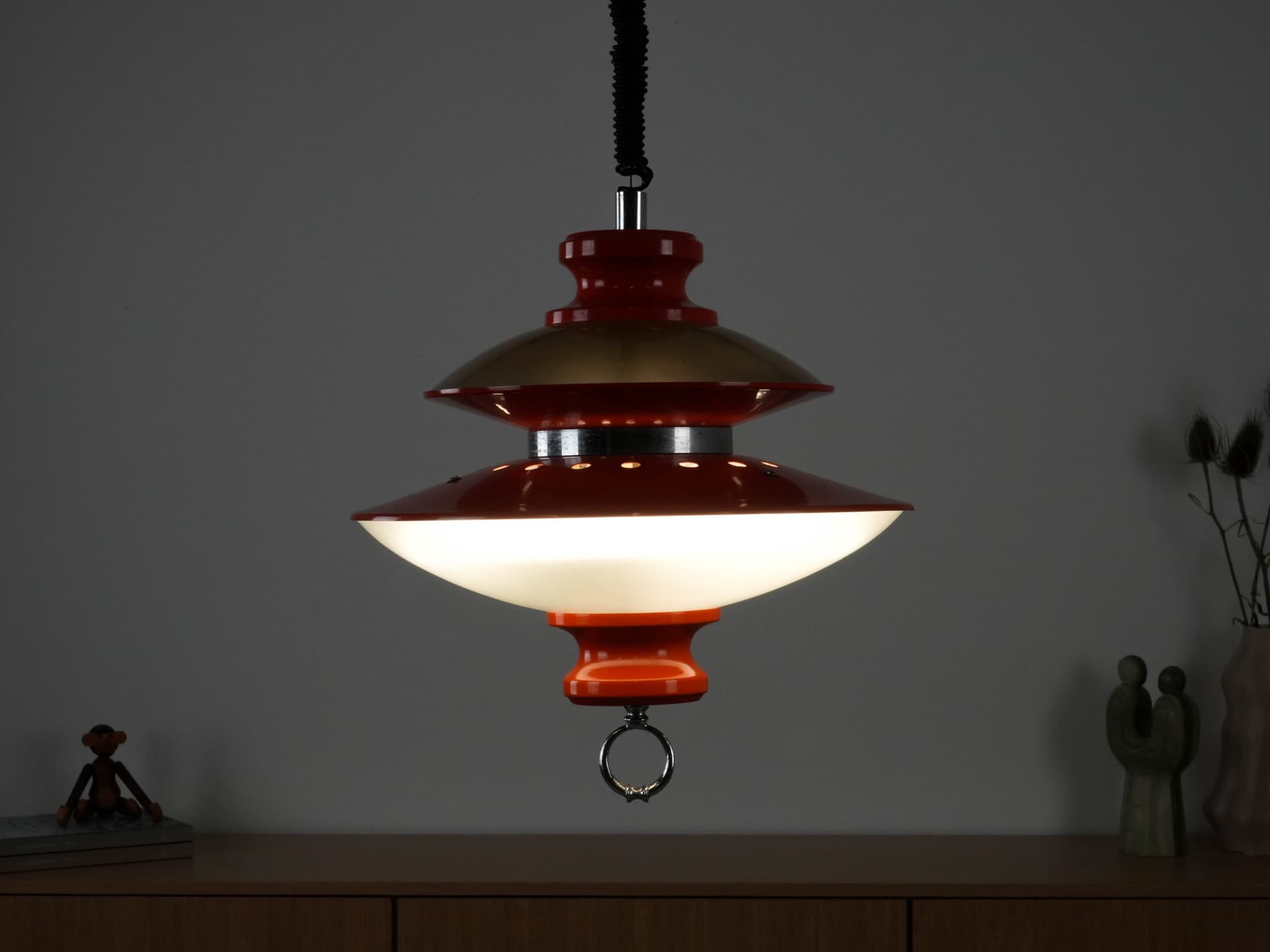 Pendant Lamp Space Age, orange, metal, Italy, 1970s - 191234