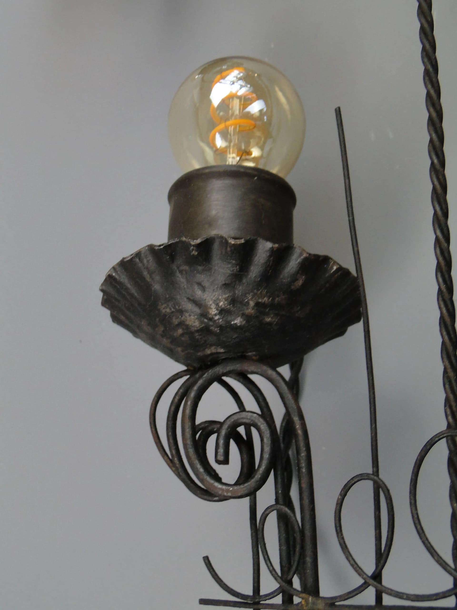 Para kinkietów, metaloplastyka, stal czarna, Polska, lata 60. - 13377