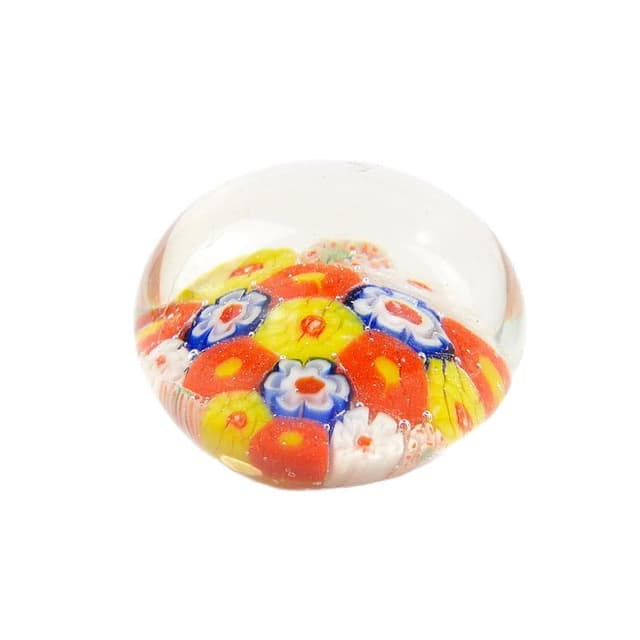 Przycisk do papieru Millefiori, szkło transparent, Murano, Włochy, lata 60. - WYMIARY