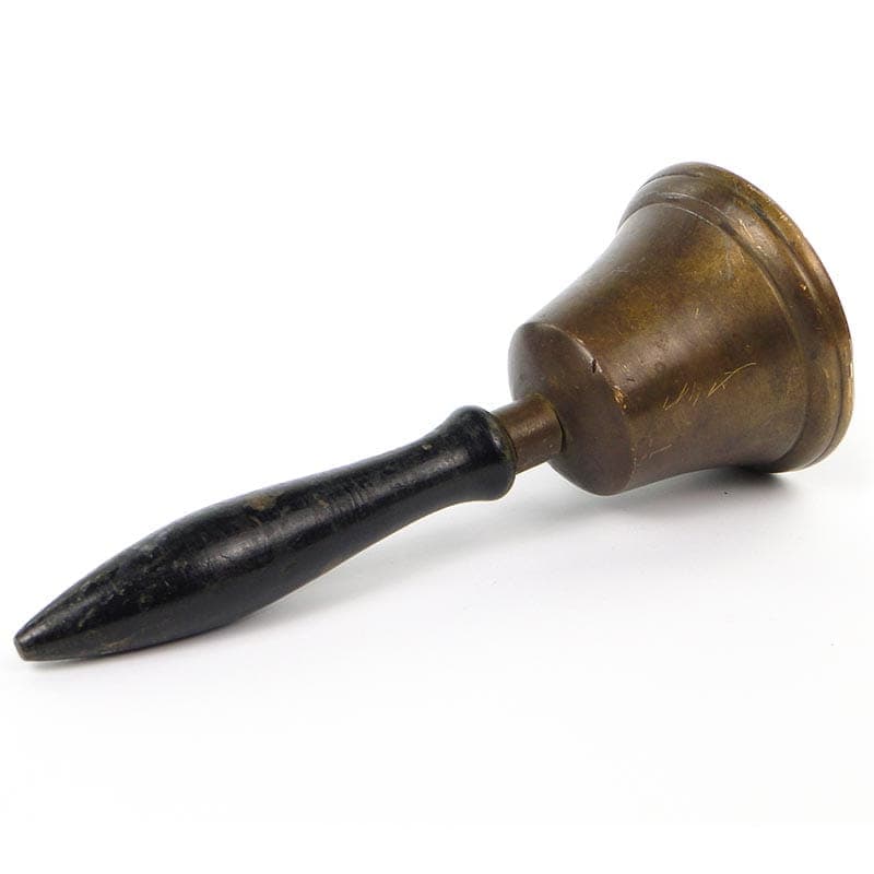 Dzwonek ręczny, mosiądz brązowy, drewno czarne, Polska, lata 20. - 191317