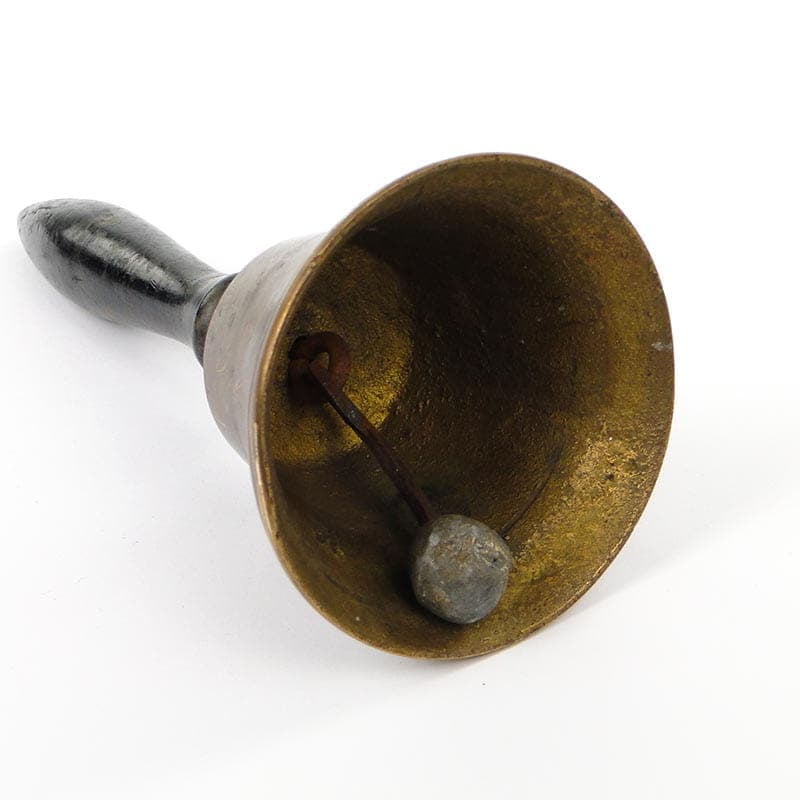 Dzwonek ręczny, mosiądz brązowy, drewno czarne, Polska, lata 20. - 191315