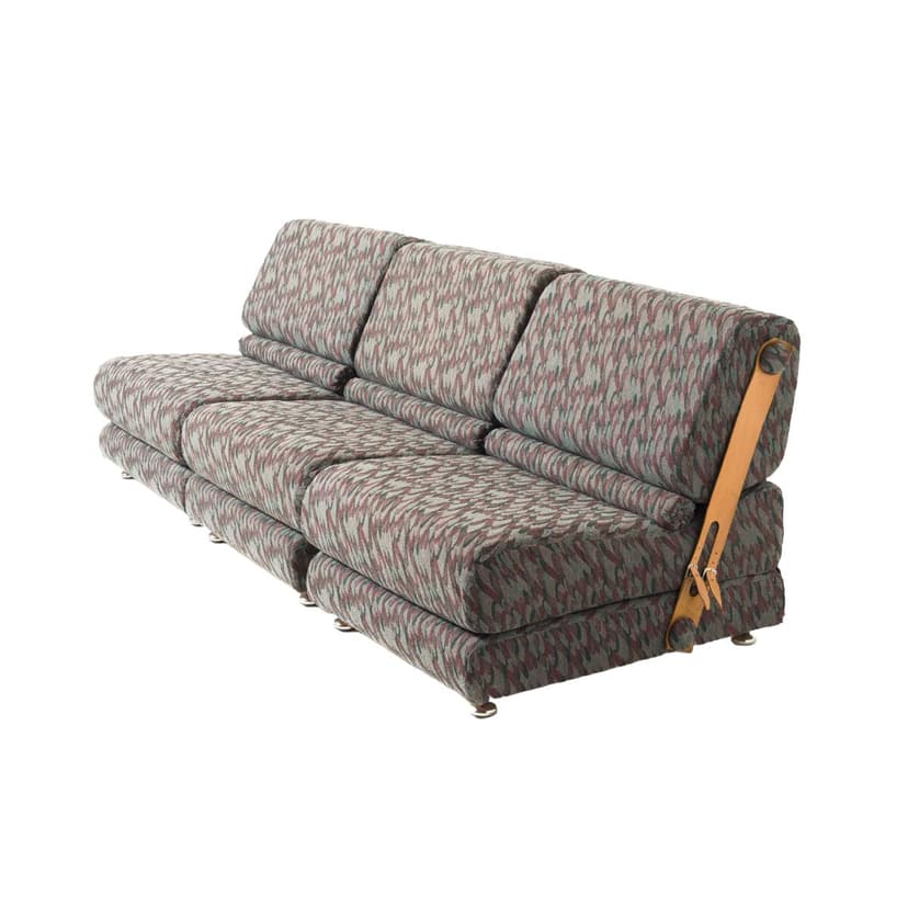 Sofa modułowa, multikolor, tkanina, skóra, Czechosłowacja, lata 70.