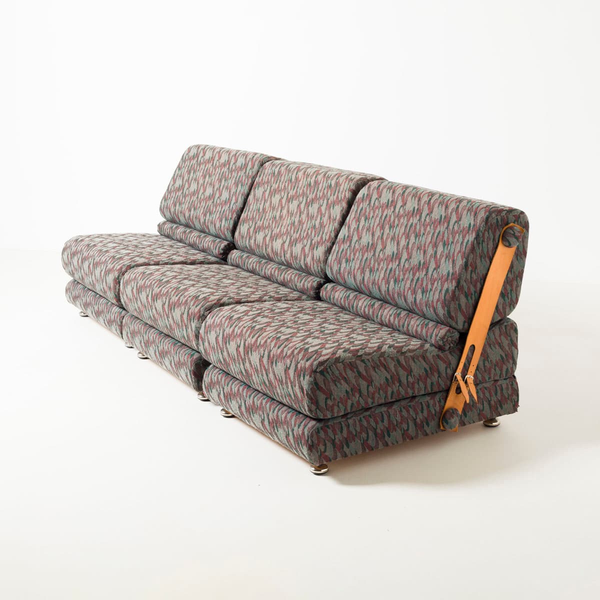 Sofa modułowa, multikolor, tkanina, skóra, Czechosłowacja, lata 70. - 191336