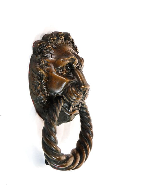 Kołatka do drzwi, lew, brąz ciemny, brąz, lata 40. - 191347