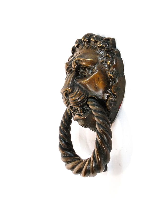 Kołatka do drzwi, lew, brąz ciemny, brąz, lata 40. - 191348