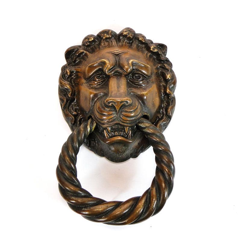 Kołatka do drzwi, lew, brąz ciemny, brąz, lata 40. - 191350