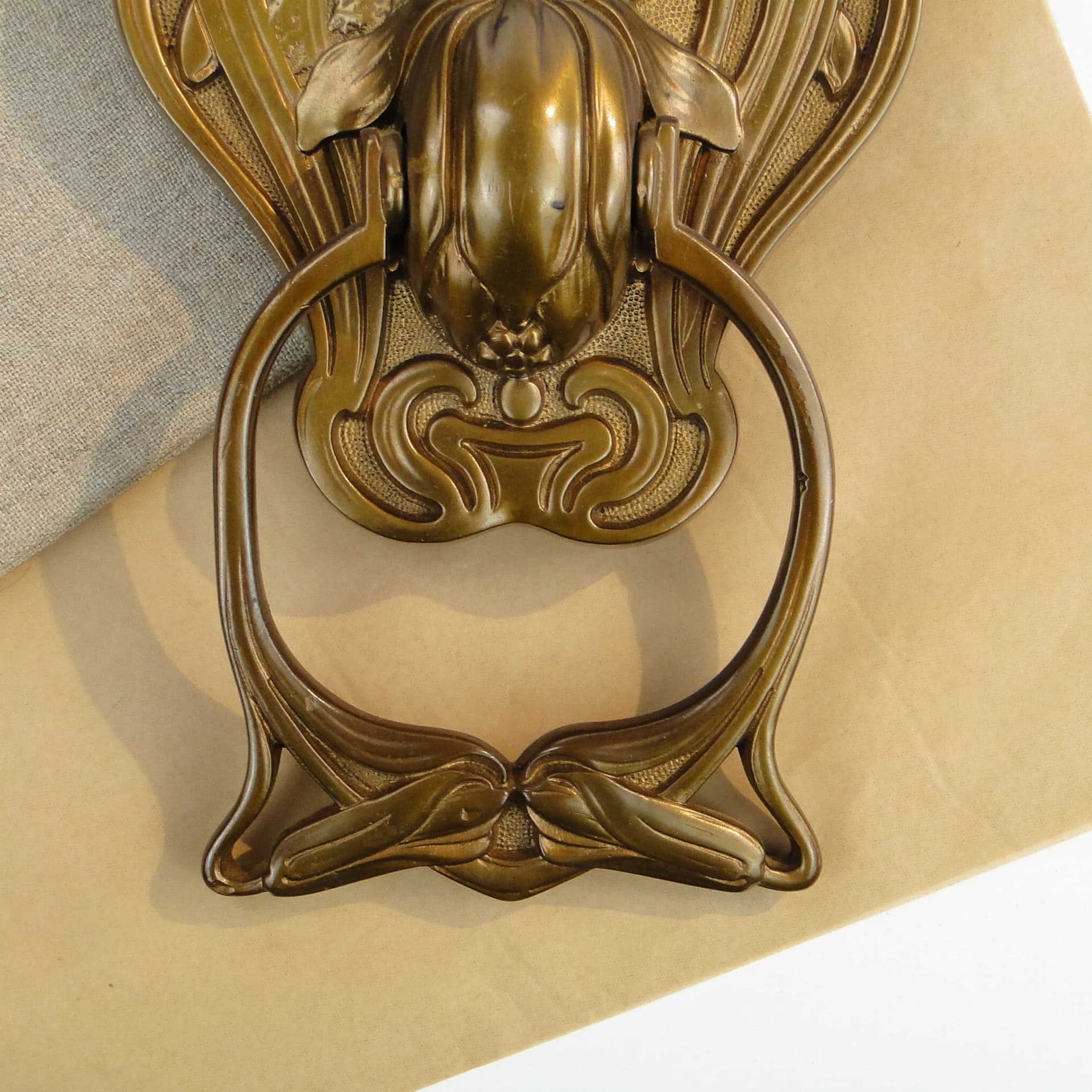 Door knocker, Art Nouveau, gilt brass, Austria, 19th c. - 191552