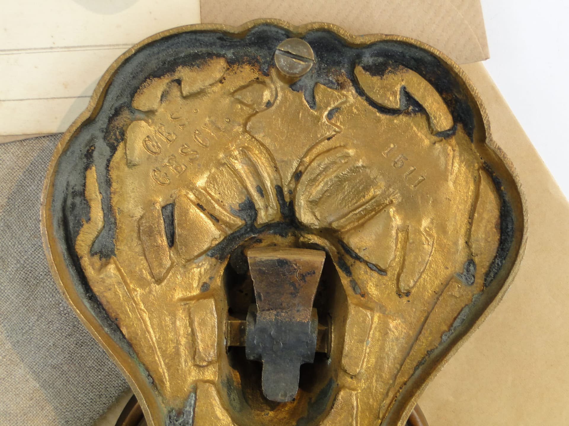 Door knocker, Art Nouveau, gilt brass, Austria, 19th c. - 191550