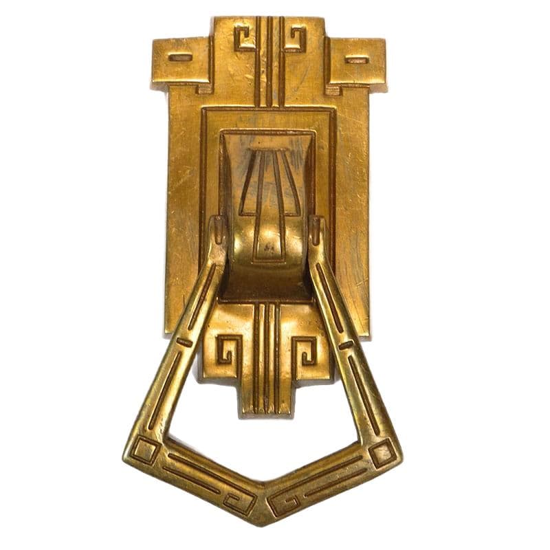 Kołatka do drzwi, secesja wiedeńska, mosiądz złocony, Austria, początek XX w.