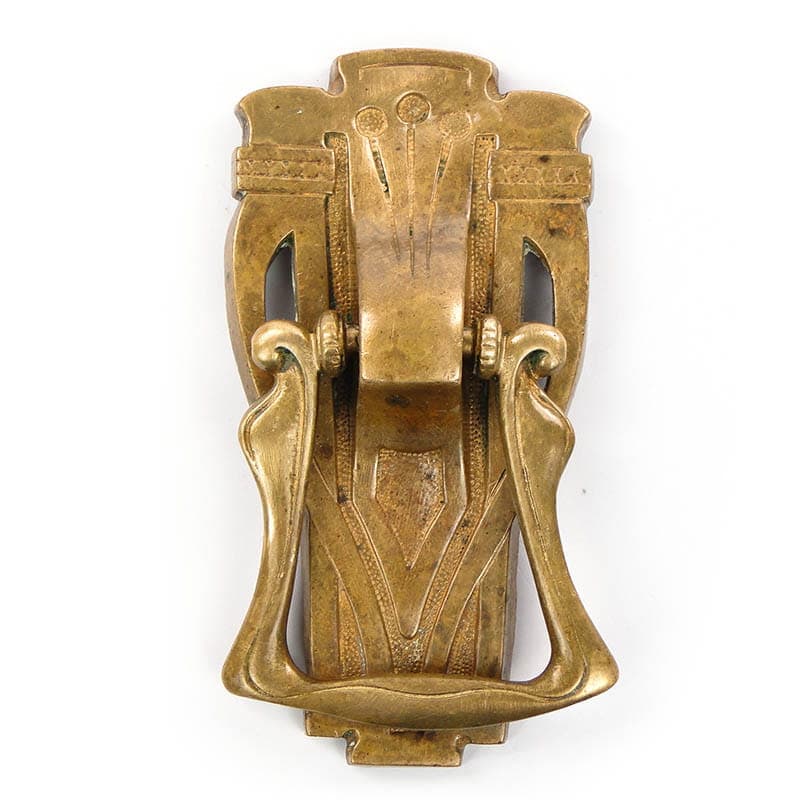 Kołatka drzwiowa secesja, złoty mosiądz, Austria, początek XX w. - 191627