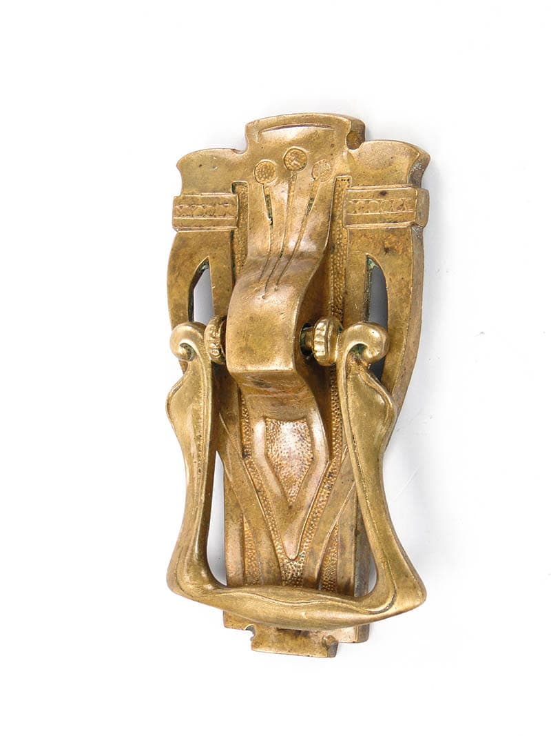 Kołatka drzwiowa secesja, złoty mosiądz, Austria, początek XX w. - 191629