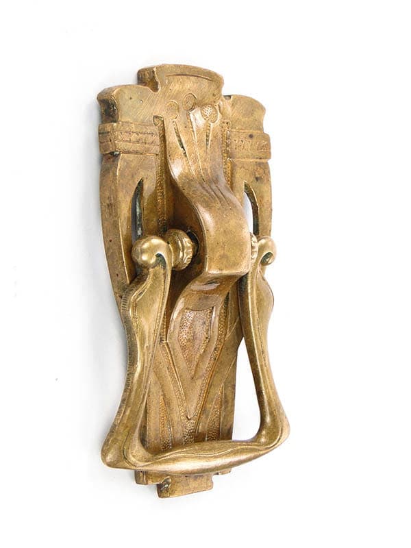 Kołatka drzwiowa secesja, złoty mosiądz, Austria, początek XX w. - 191628
