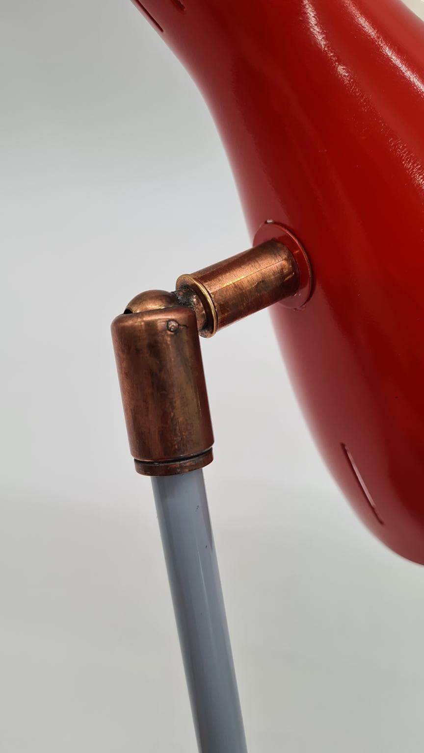 Desk lamp, red metal, Helo Leuchten, Germany, 1960s. - 191656