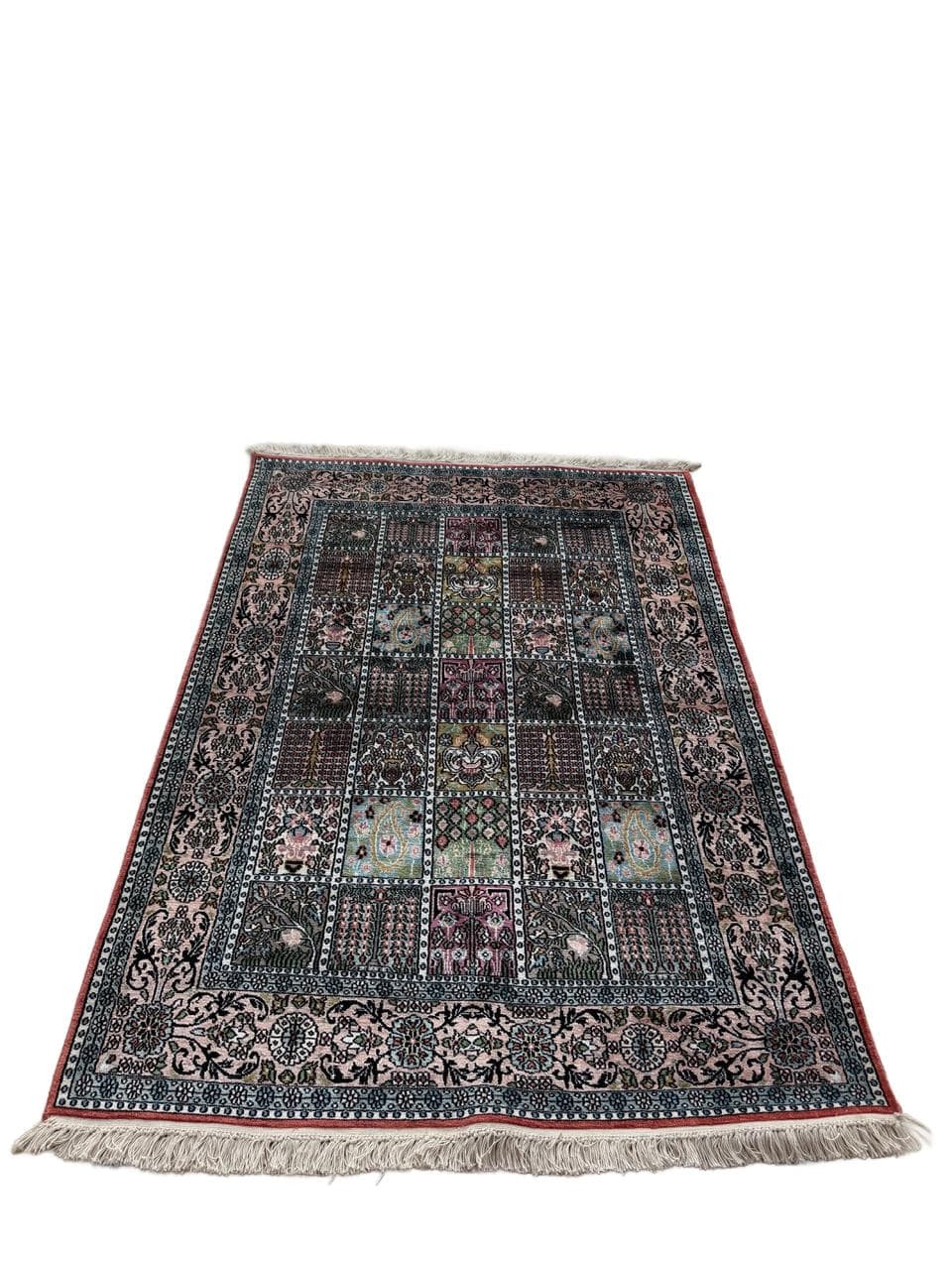 Rug Ghoum, 190x125 cm, navy blue silk, India