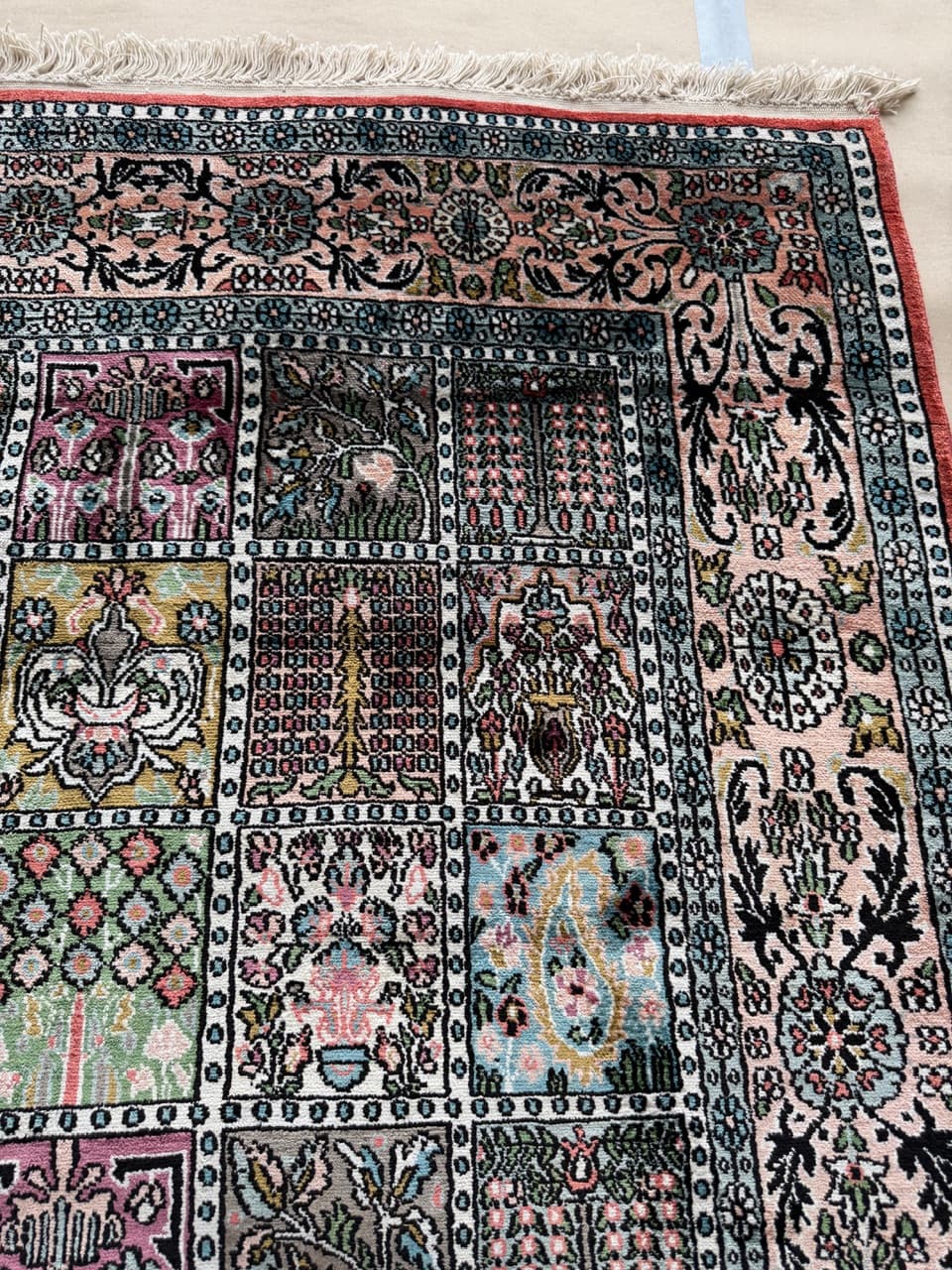 Rug Ghoum, 190x125 cm, navy blue silk, India - 191696