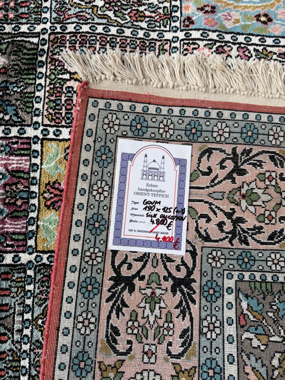 Rug Ghoum, 190x125 cm, navy blue silk, India - 191690