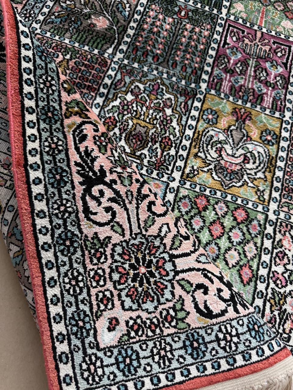 Rug Ghoum, 190x125 cm, navy blue silk, India - 191691