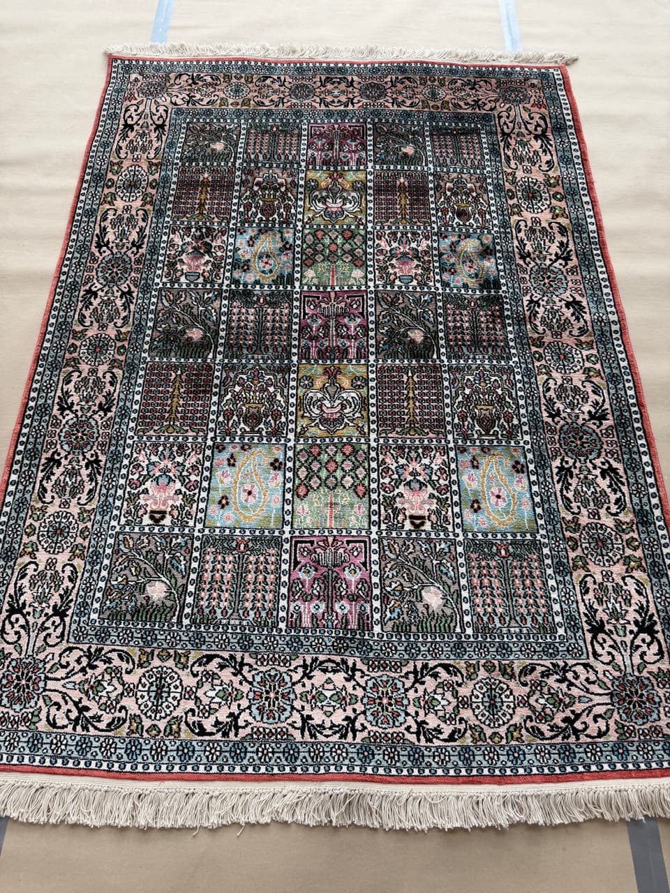 Rug Ghoum, 190x125 cm, navy blue silk, India - 191692