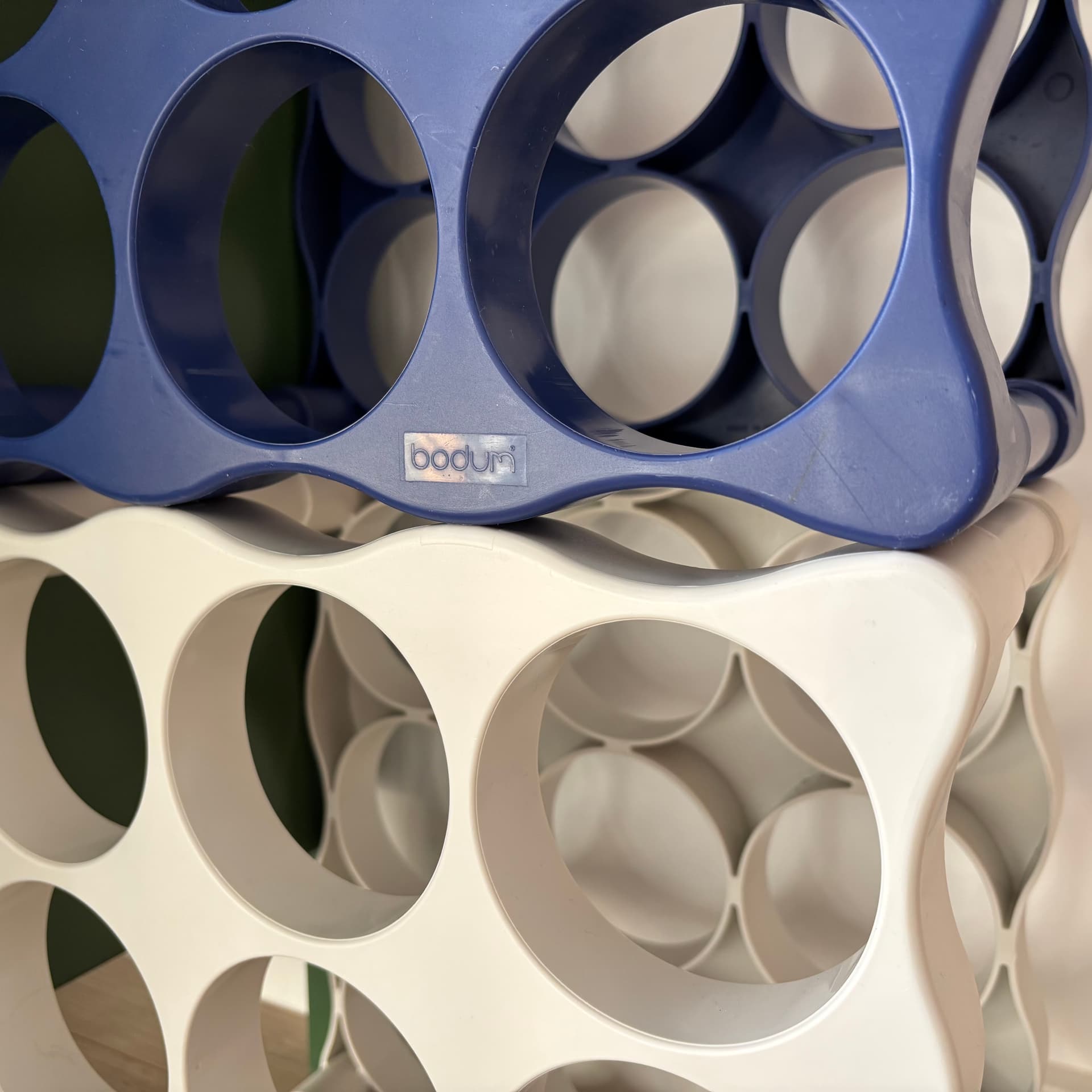 Wine rack, blue plastic, Denmark, 1990s. - 191727