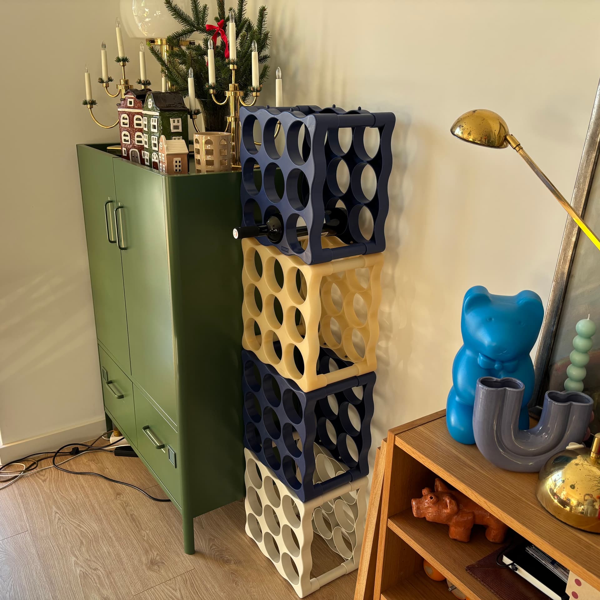 Wine rack, blue plastic, Denmark, 1990s. - 191732
